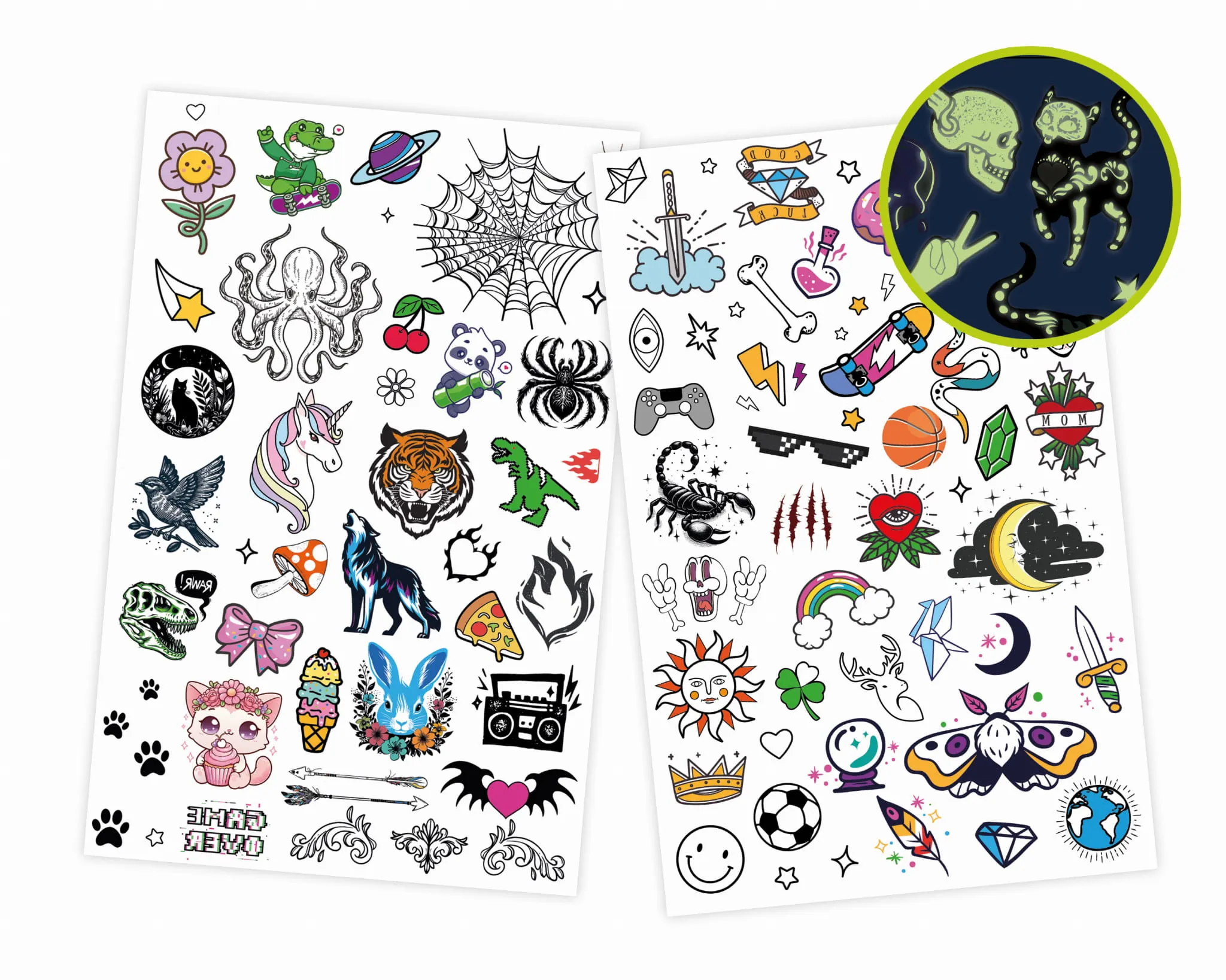 Buki - tatuaże zmywalne 75 sztuk Fosforyzujące Buki - tatuaże zmywalne 75 sztuk Fosforyzujące