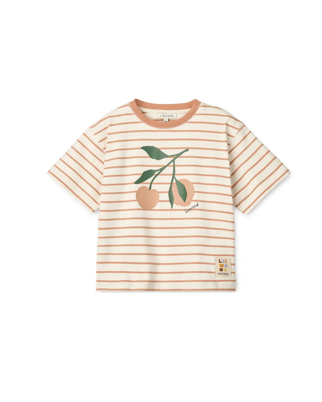 Liewood - koszulka T-shirt z krótkim rękawem w paski Tyler Placement Peach Stripe tuscany rose creme de la creme 