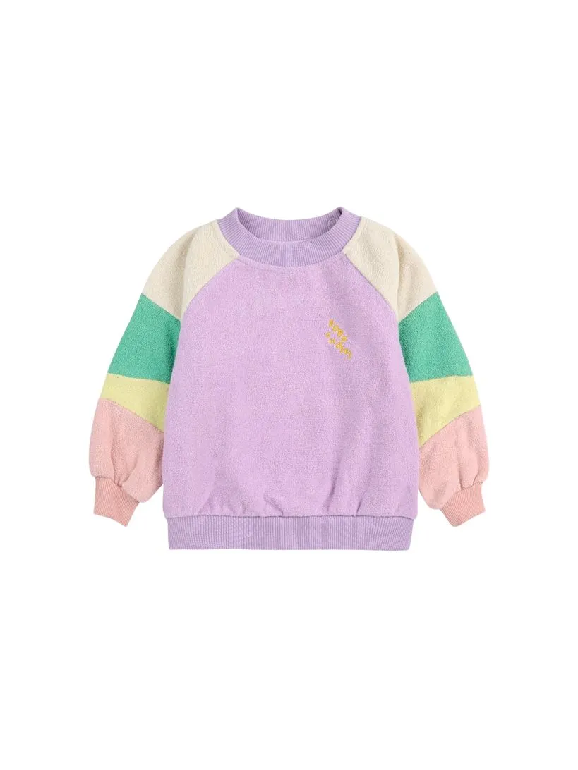 BOBO CHOSES - frotowa bluza dziecięca Color Block lavender lawendowa 