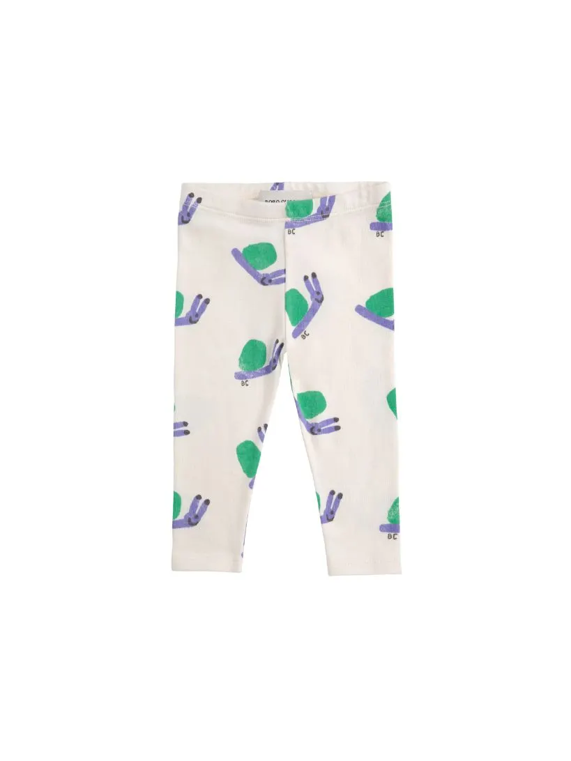 BOBO CHOSES - legginsy dziecięce Funny Snail z ślimakami off white złamana biel 