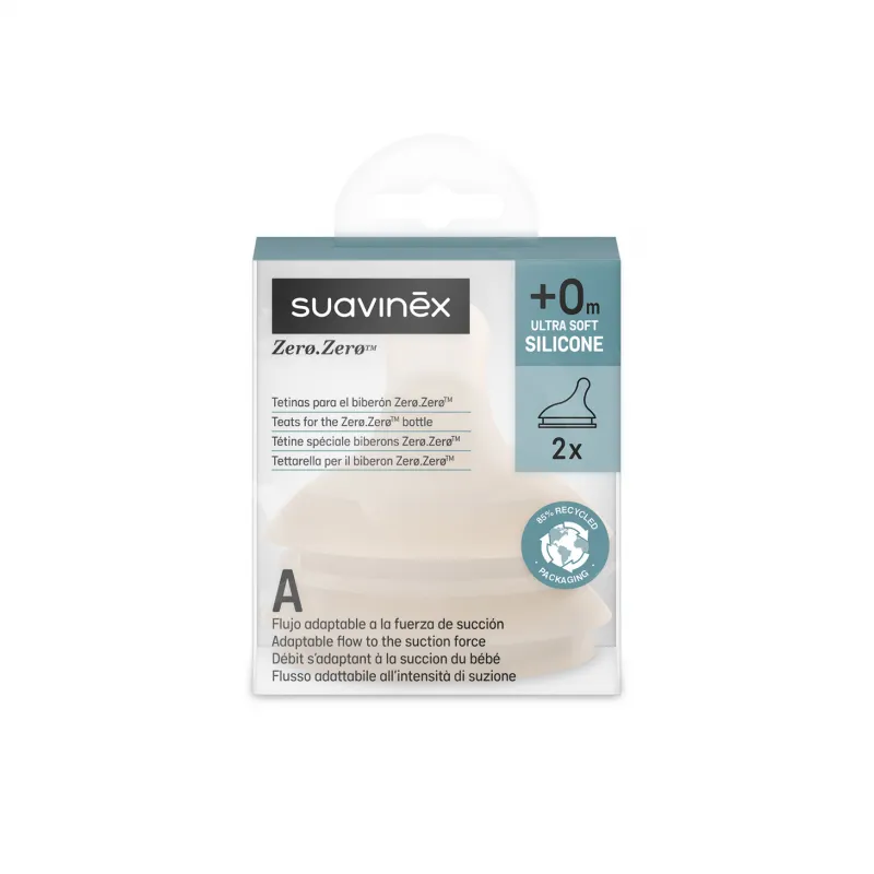 Suavinex - smoczki do butelek Zero Zero przepływ adaptacyjny A (2 szt.) Light