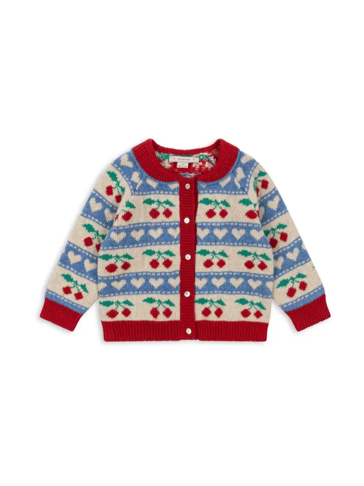 Konges Sløjd - kardigan dziecięcy z wełny Belou Knit Collar Cherry Stripe Konges Sløjd - kardigan dziecięcy z wełny Belou Knit Collar Cherry Stripe