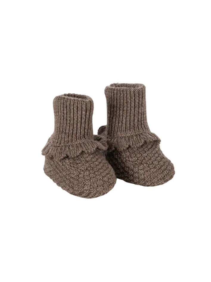 Konges Sløjd - wełniane buciki niemowlęce Fruity Booties Bunny Brown Melange