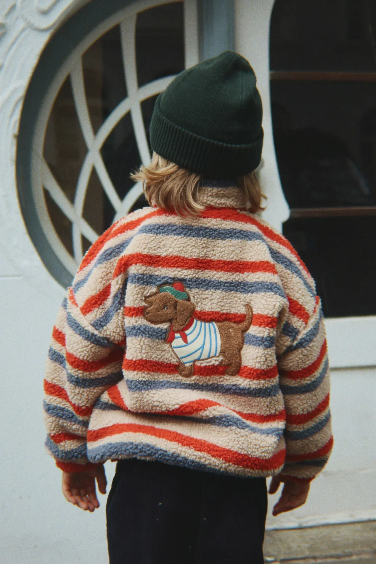 Konges Sløjd - kurtka Jody Embroidery Teddy Grs Tangerine Stripe