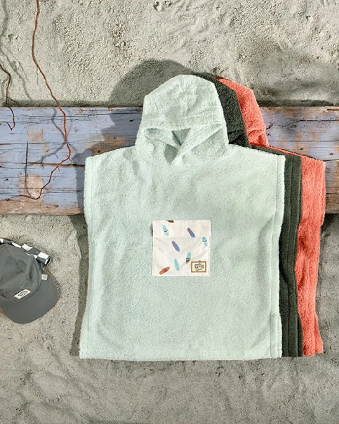 Ponczo kąpielowe dziecięce z kapturem Lassig LSF Terry Surf sea foam