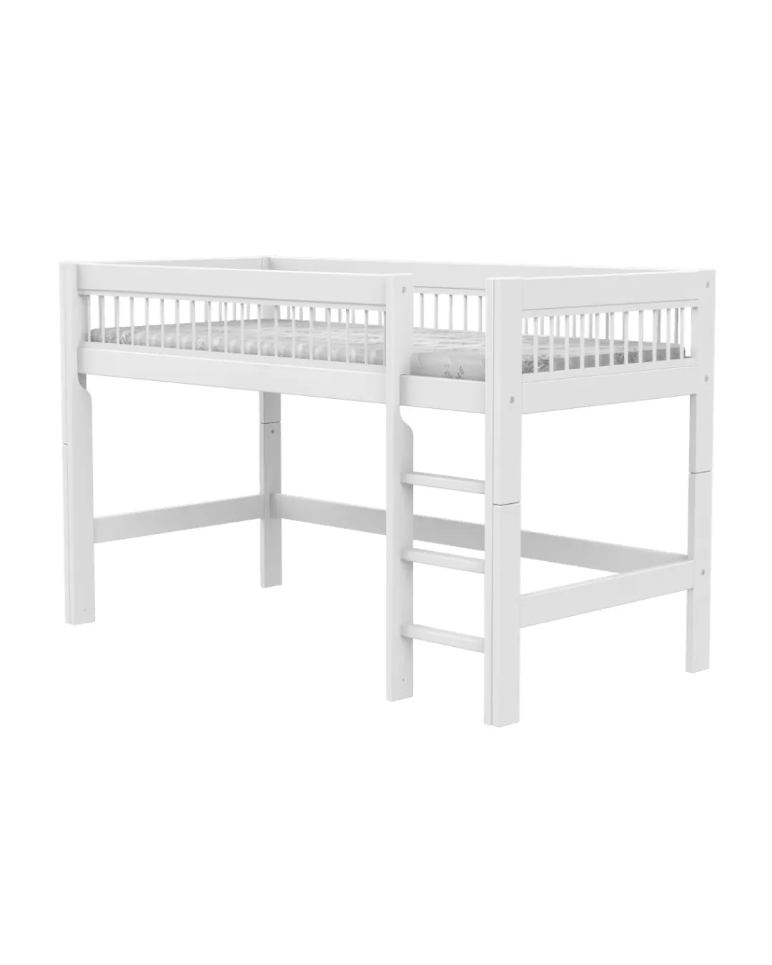 LIFETIME Kidsrooms - łóżko półwysokie 128 cm z drabinką Breeze White Premium