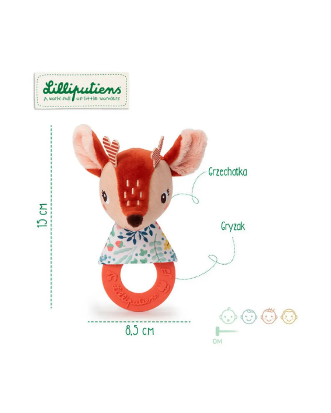 Lilliputiens - grzechotka z silikonowym gryzakiem Sarenka Stella 0 m+ Lilliputiens - grzechotka z silikonowym gryzakiem Sarenka Stella 0 m+
