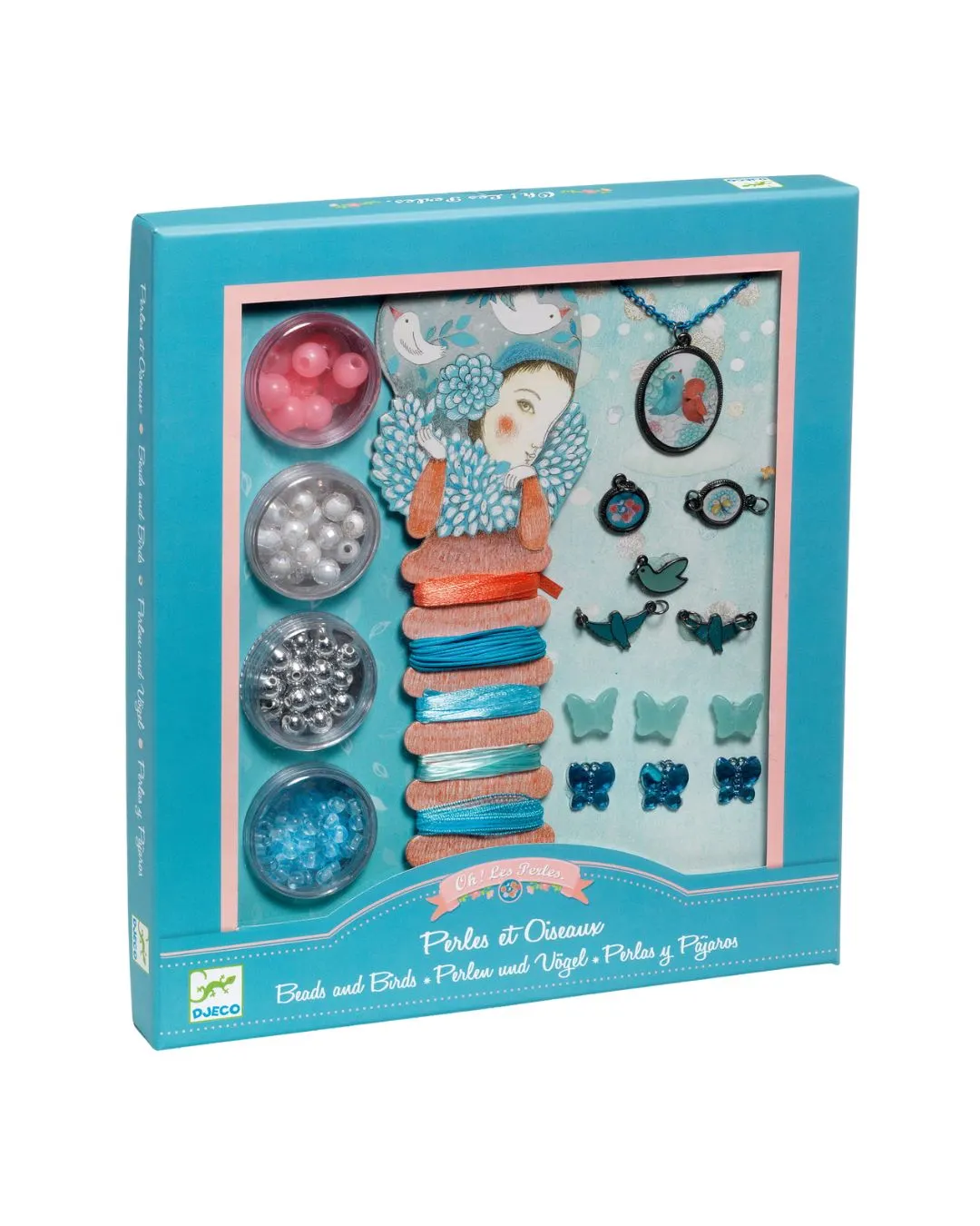 Djeco - zestaw do robienia biżuterii dla dzieci Perły i ptaki