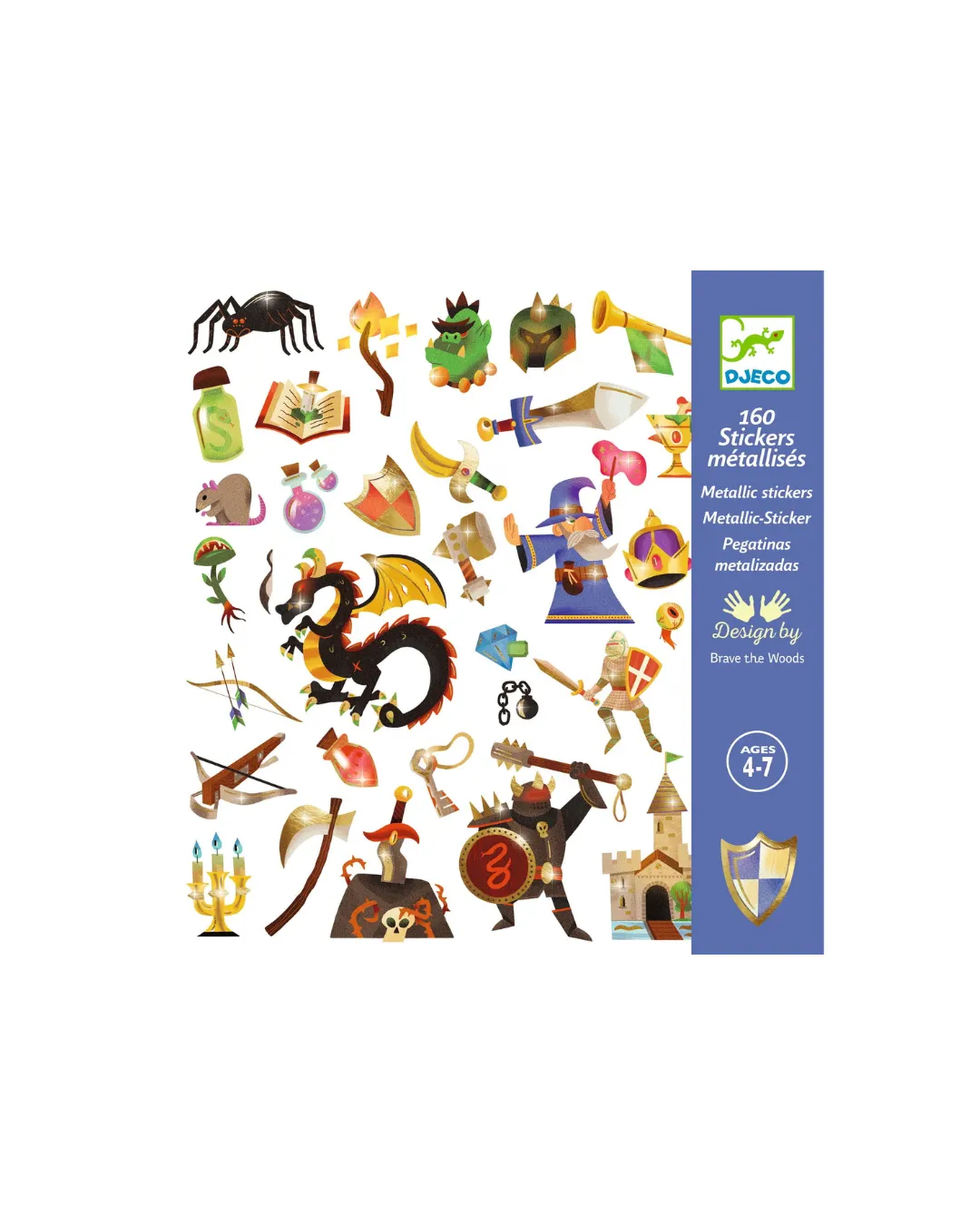 Djeco - metaliczne naklejki dla dzieci z motywem rycerzy