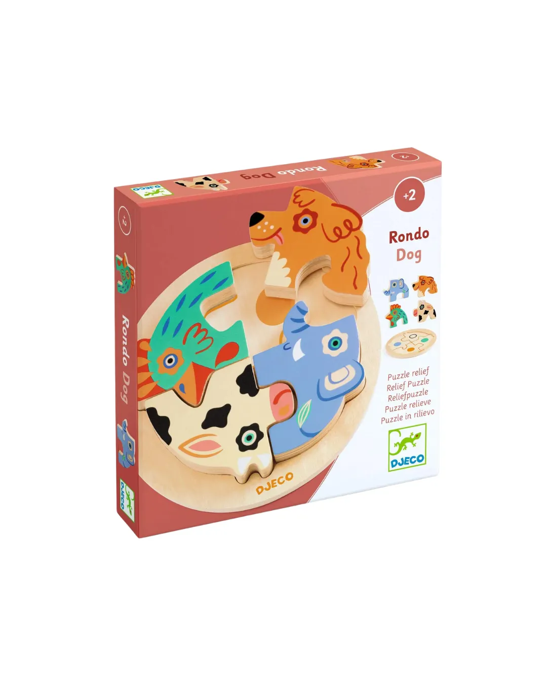 Djeco - drewniane okrągłe puzzle RONDO DOG