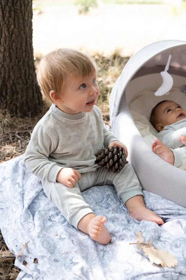 Bamboom - aksamitna bluzka z długim rękawem jasnoszara