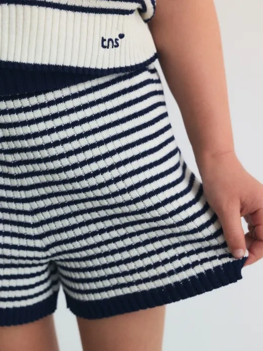 The New Society - szorty Azalea Summer Midnight Mini Knit Stripes The New Society - szorty Azalea Summer Midnight Mini Knit Stripes