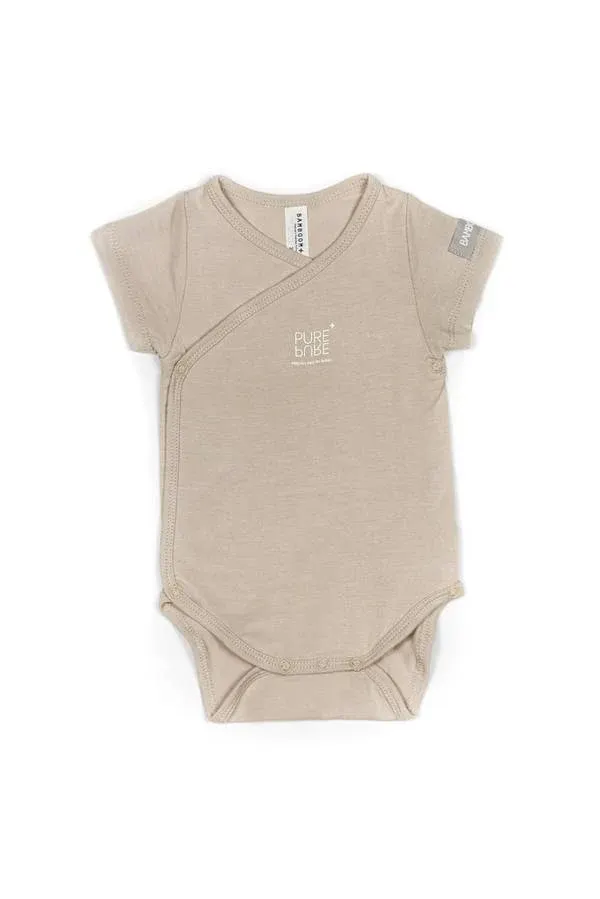 Bamboom - bambusowe body kopertowe z krótkim rękawem beżowe Bamboom - bambusowe body kopertowe z krótkim rękawem beżowe