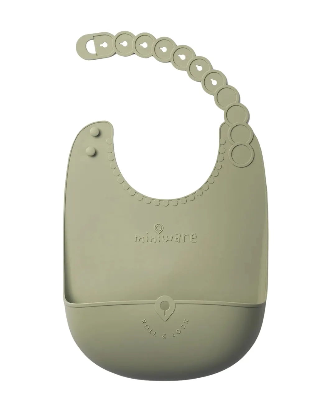 Miniware - silikonowy śliniak Roll & Lock Pistachio