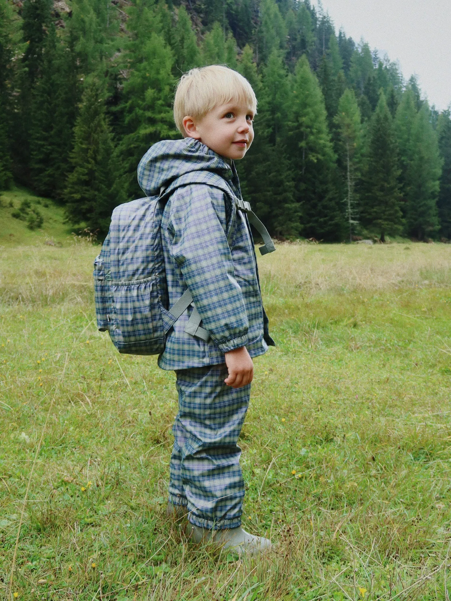 Konges Sløjd - plecak Rainy Kids Backpack Midi Laurel Blue Check Konges Sløjd - plecak Rainy Kids Backpack Midi Laurel Blue Check