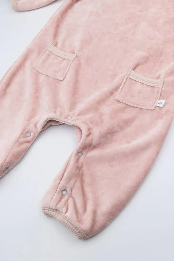 Bamboom - aksamitny pajacyk niemowlęcy bez stópek jasnoróżowy