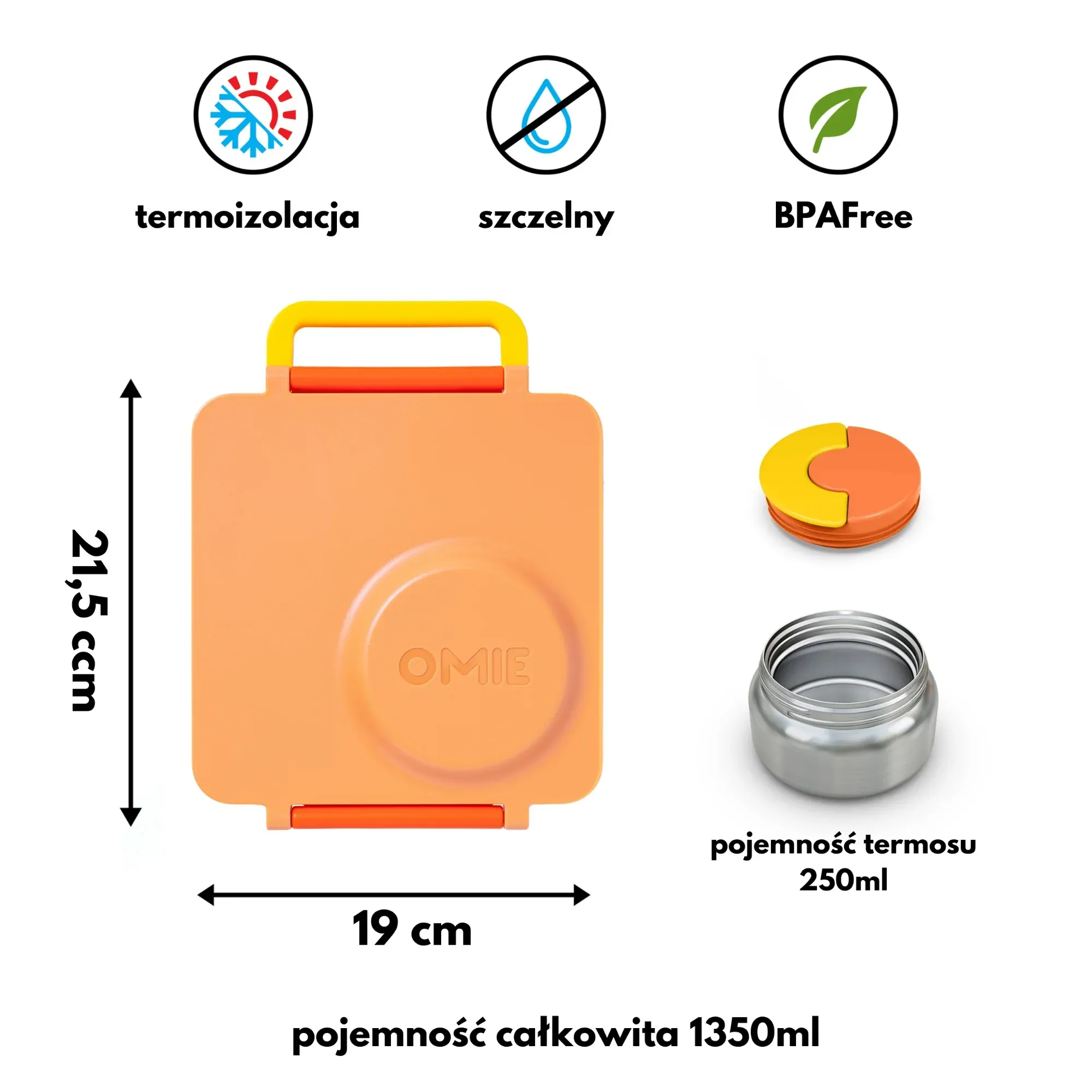 OMIE - OMIEBOX lunch box z termosem Poppy Orange OMIE - OMIEBOX lunch box z termosem Poppy Orange