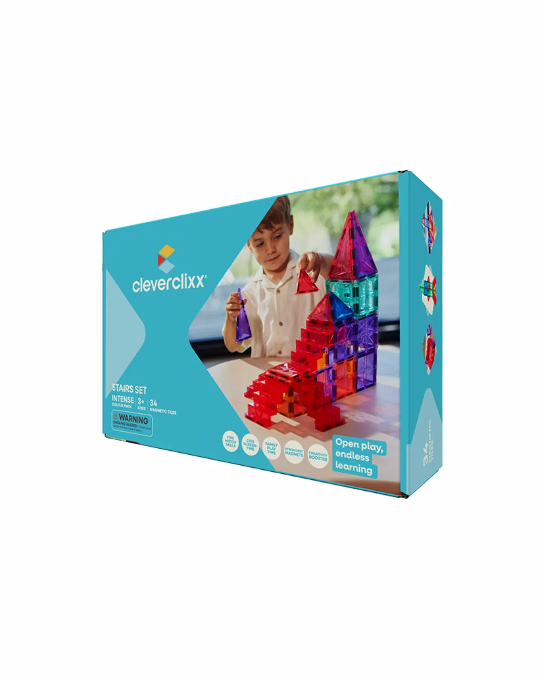 Cleverclixx - klocki magnetyczne ze schodami Stairs Set Intense 34 elementów