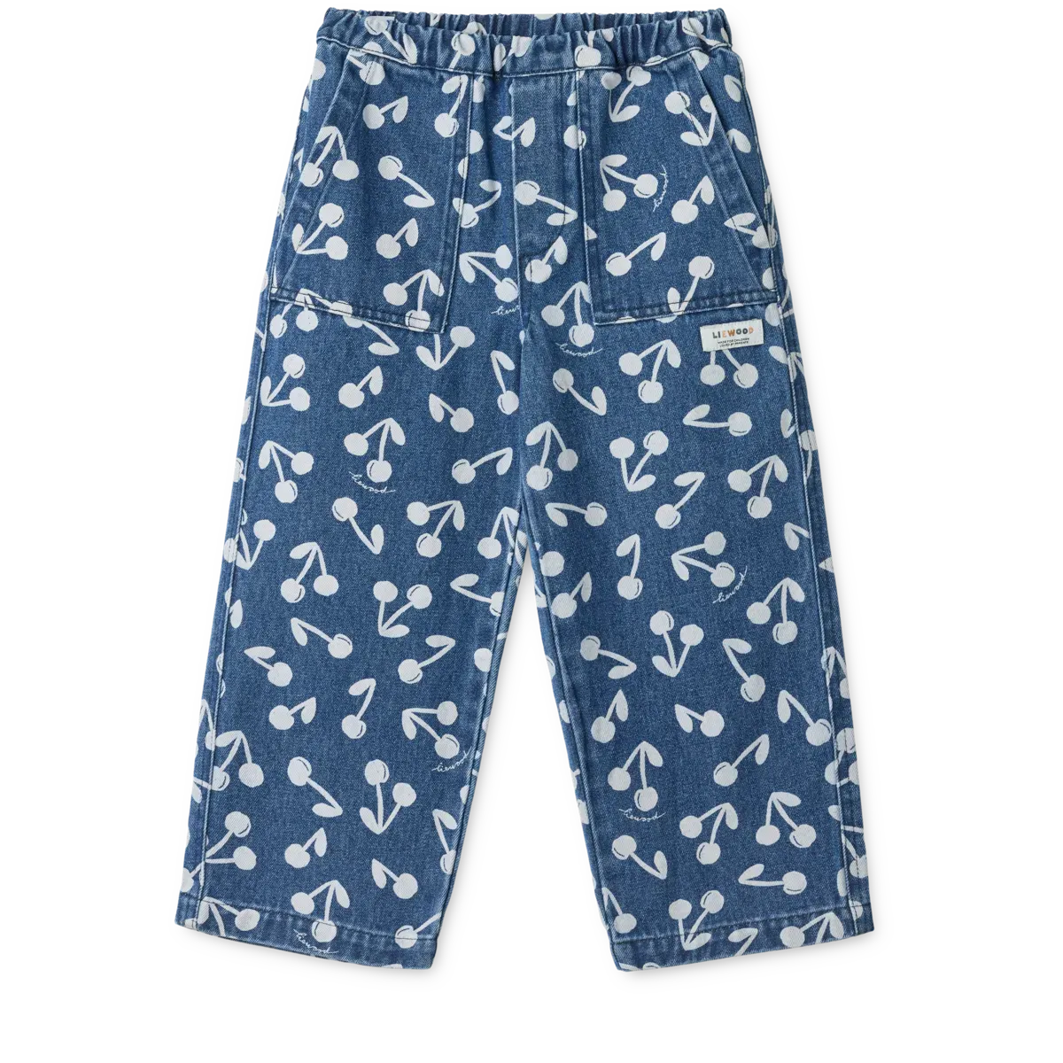 Liewood - spodnie jeansowe z nadrukiem Cesar Cherry Blossom Medium Blue Denim