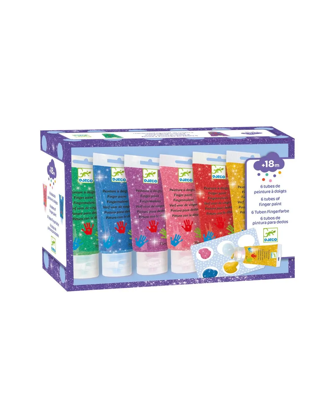 Djeco - brokatowe farby do malowania palcami Djeco - brokatowe farby do malowania palcami