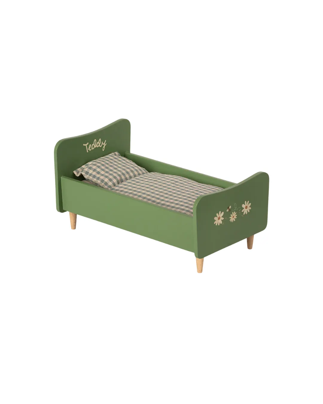 Maileg - drewniane łóżeczko Teddy Dad Dusty Green