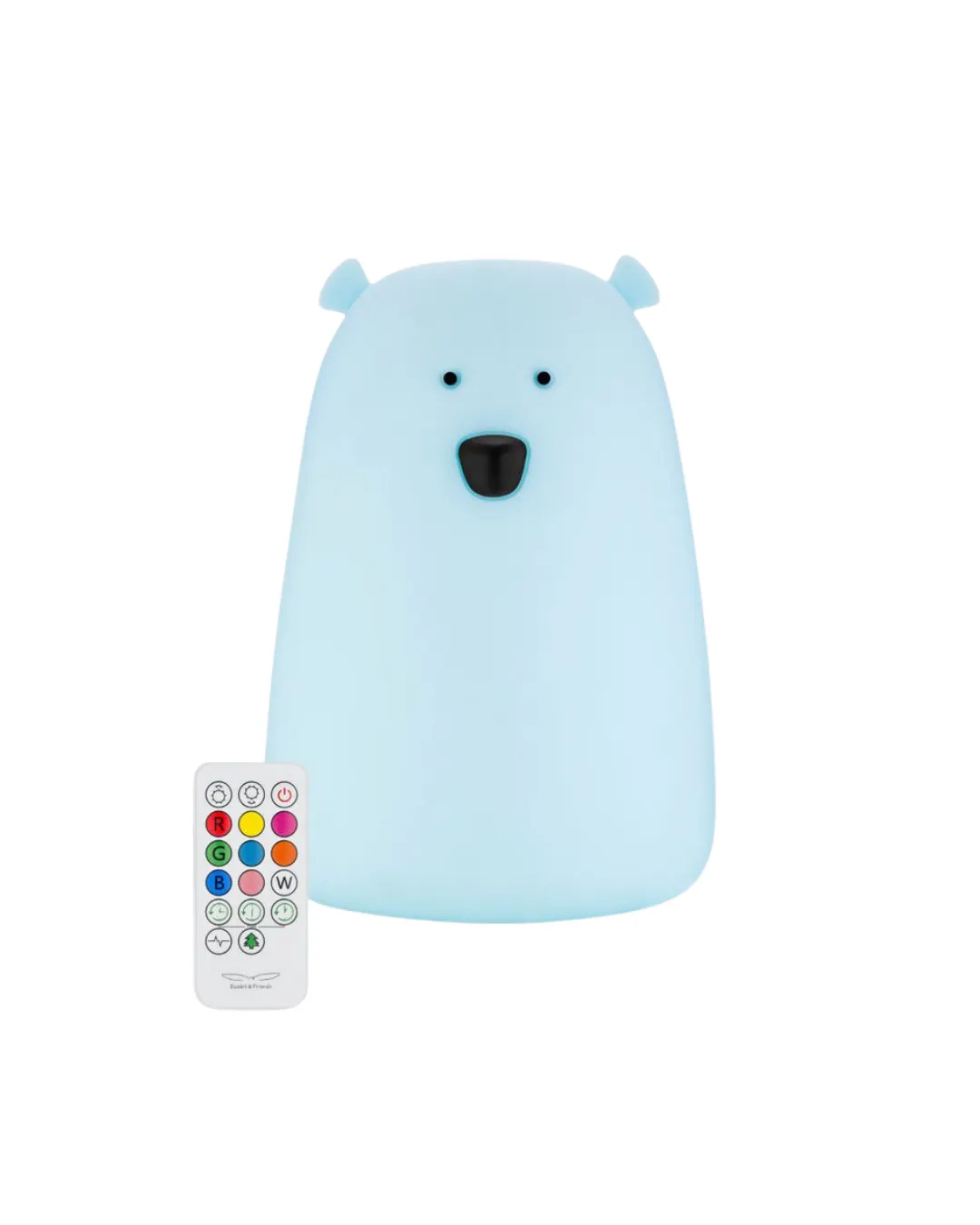 Rabbit & Friends - duży miś lampka silikonowa z pilotem Niebieski