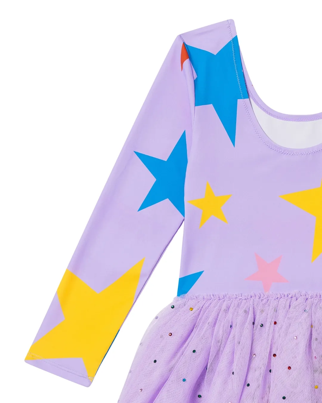 Stella McCartney - sukienka dla dziewczynki Star Print Tulle Skirt Long Sleeve Dress Stella McCartney - sukienka dla dziewczynki Star Print Tulle Skirt Long Sleeve Dress