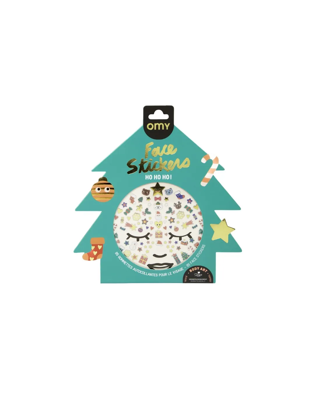 OMY - Naklejki do twarzy dla dzieci 85 sztuk Christmas