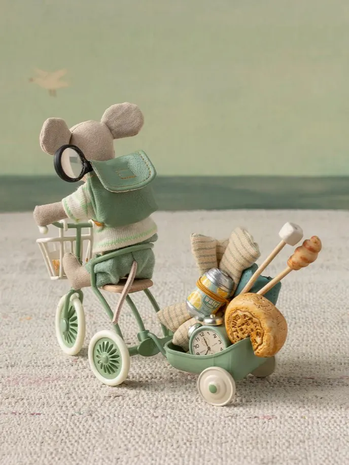 Maileg - przyczepka do roweru dla myszek Green