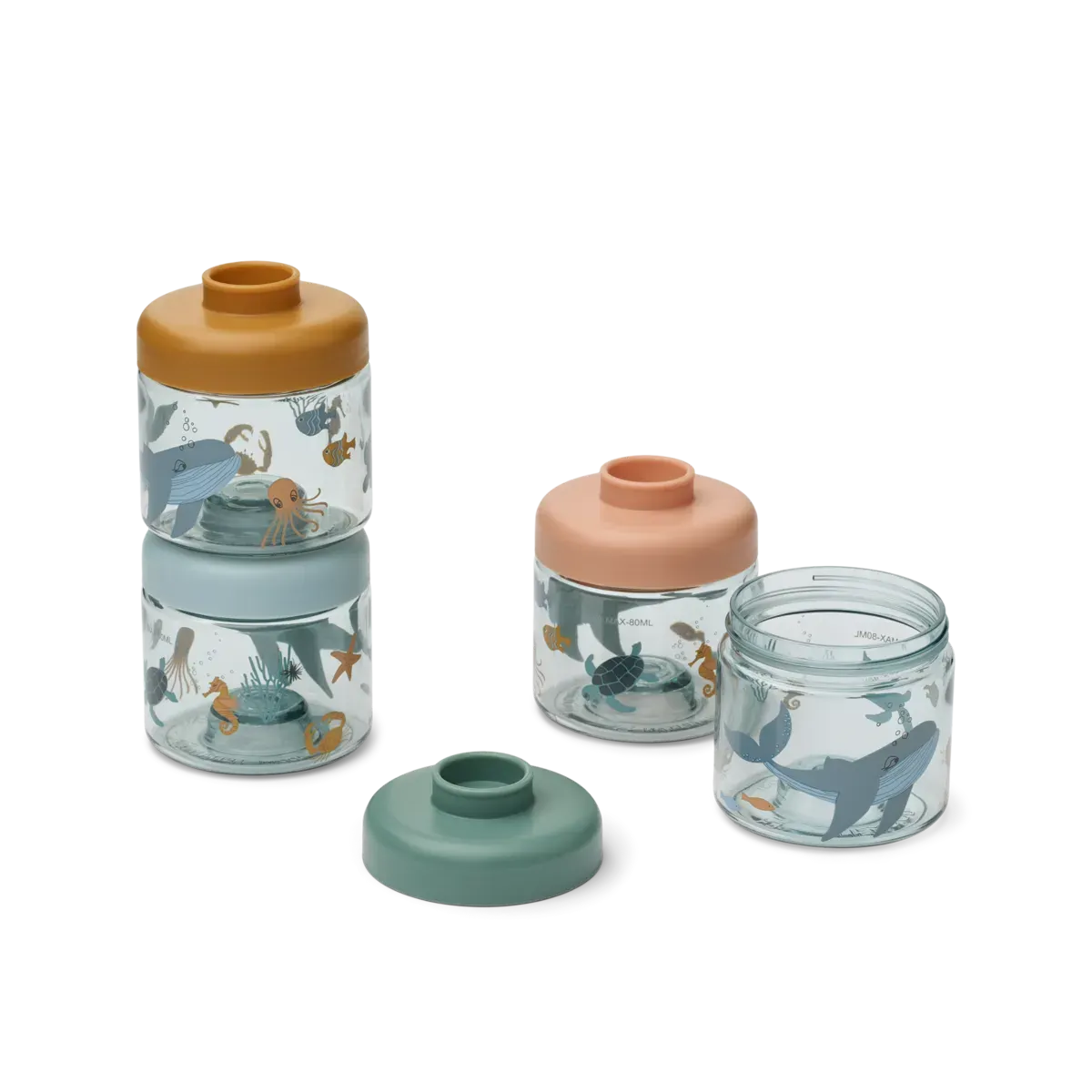 Liewood - pudełka na żywność dla niemowląt Dominique 4-pak Sea Creature sandy