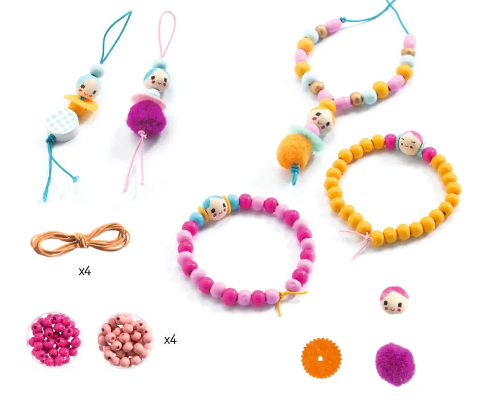 Djeco - zestaw do robienia biżuterii dla dzieci Perły i figurki Djeco - zestaw do robienia biżuterii dla dzieci Perły i figurki
