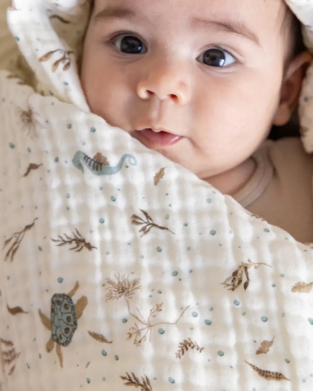 Cam Cam Copenhagen - muślinowy kocyk dla niemowląt GOTS Sea Garden