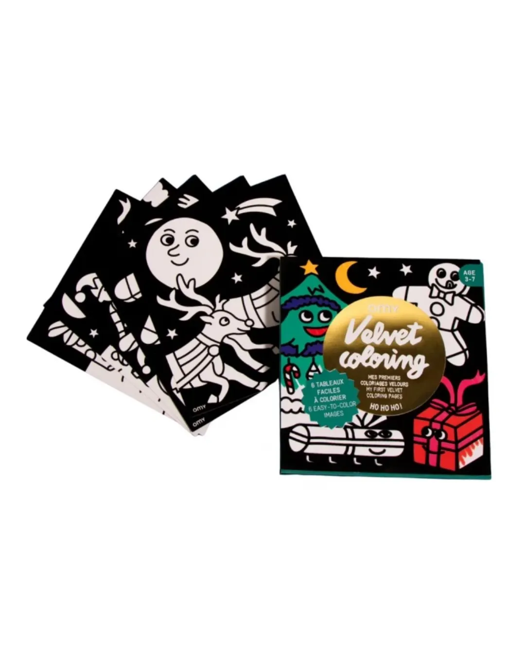 OMY - zestaw 6 welwetowych kolorowanek HOHOHO