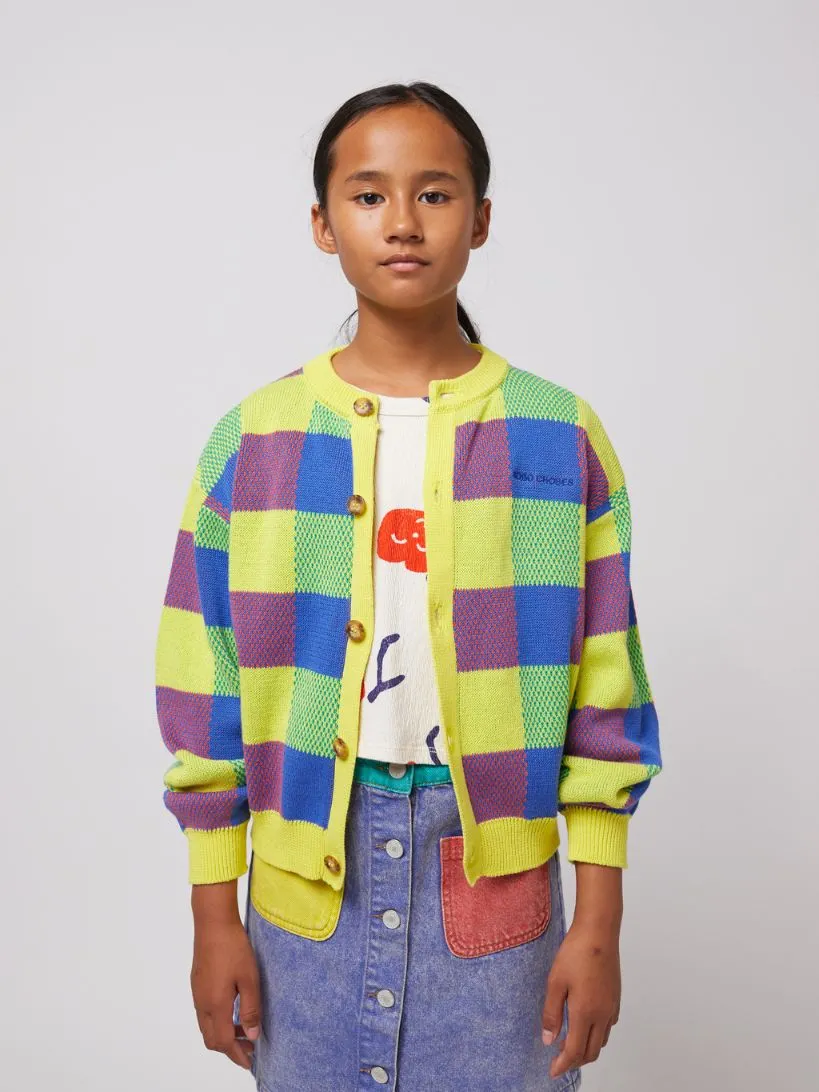 BOBO CHOSES - kolorowy, żakardowy kardigan dziecięcy Vichy muliticolor