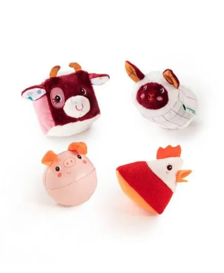 Lilliputiens - 4 miękkie klocki sensoryczne zwierzątka - zestaw Farma 