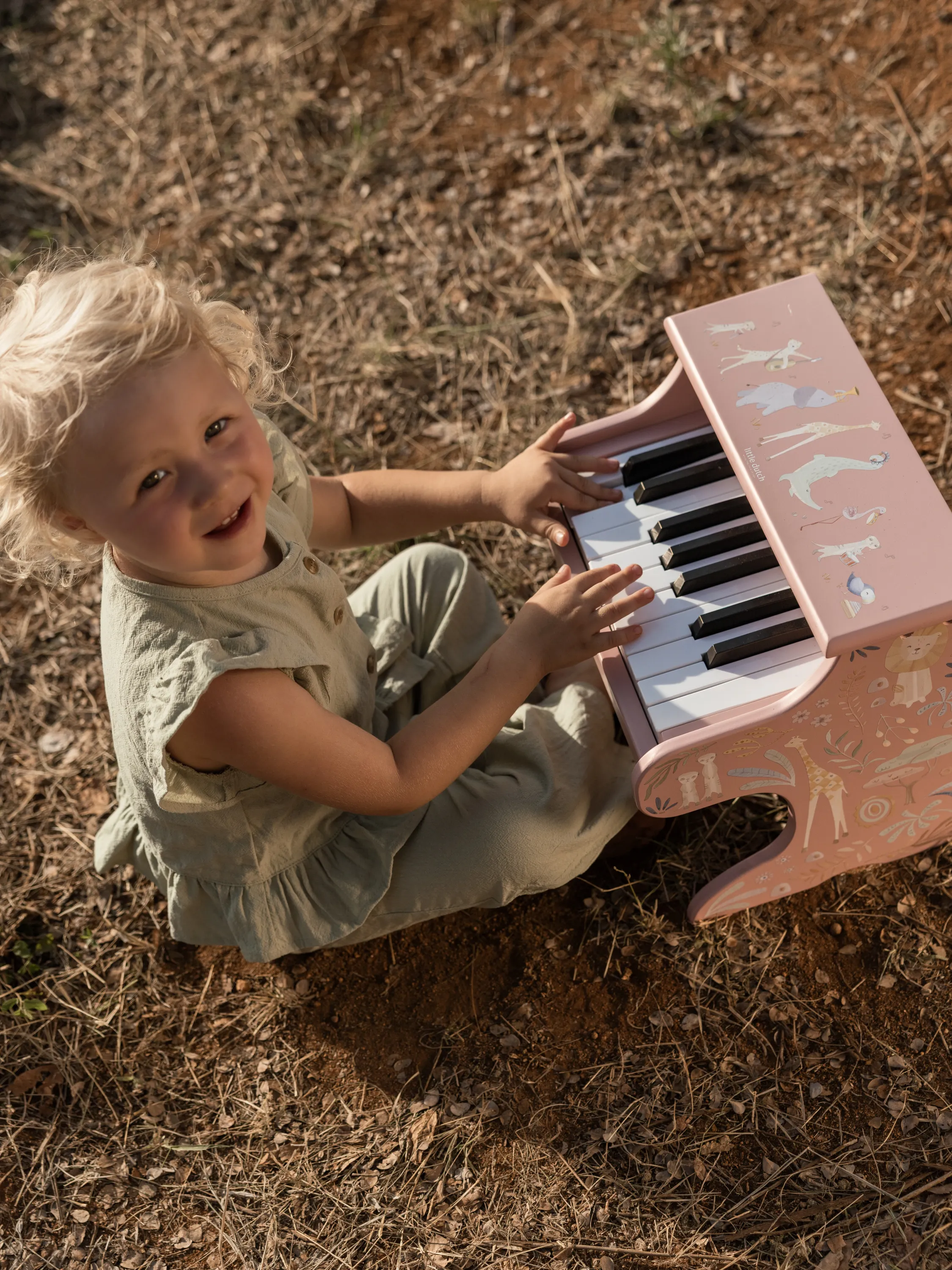 Little Dutch - drewniane pianino Safari Friends FSC różowe