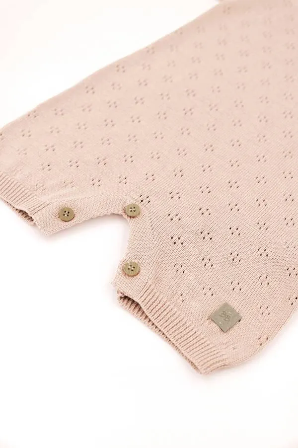 Bamboom - różowy dzianinowy ażurowy rampers Bamboom - różowy dzianinowy ażurowy rampers