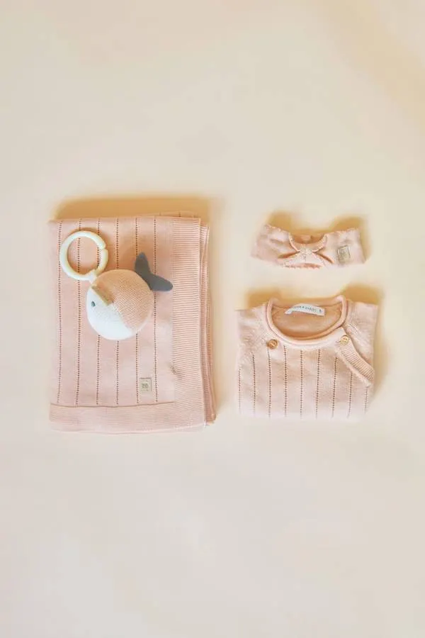 Bamboom - bambusowy kocyk niemowlęcy w paski 100x75 cm różowy Bamboom - bambusowy kocyk niemowlęcy w paski 100x75 cm różowy