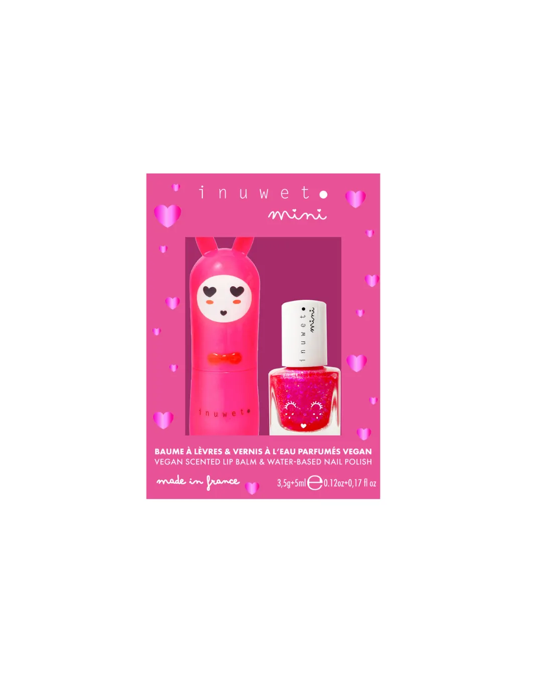 Inuwet - zestaw dla dzieci: balsam do ust i lakier do paznokci Fuksja Wiśnia