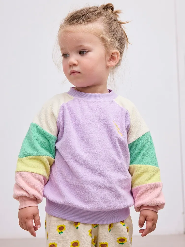 BOBO CHOSES - frotowa bluza dziecięca Color Block lavender lawendowa 
