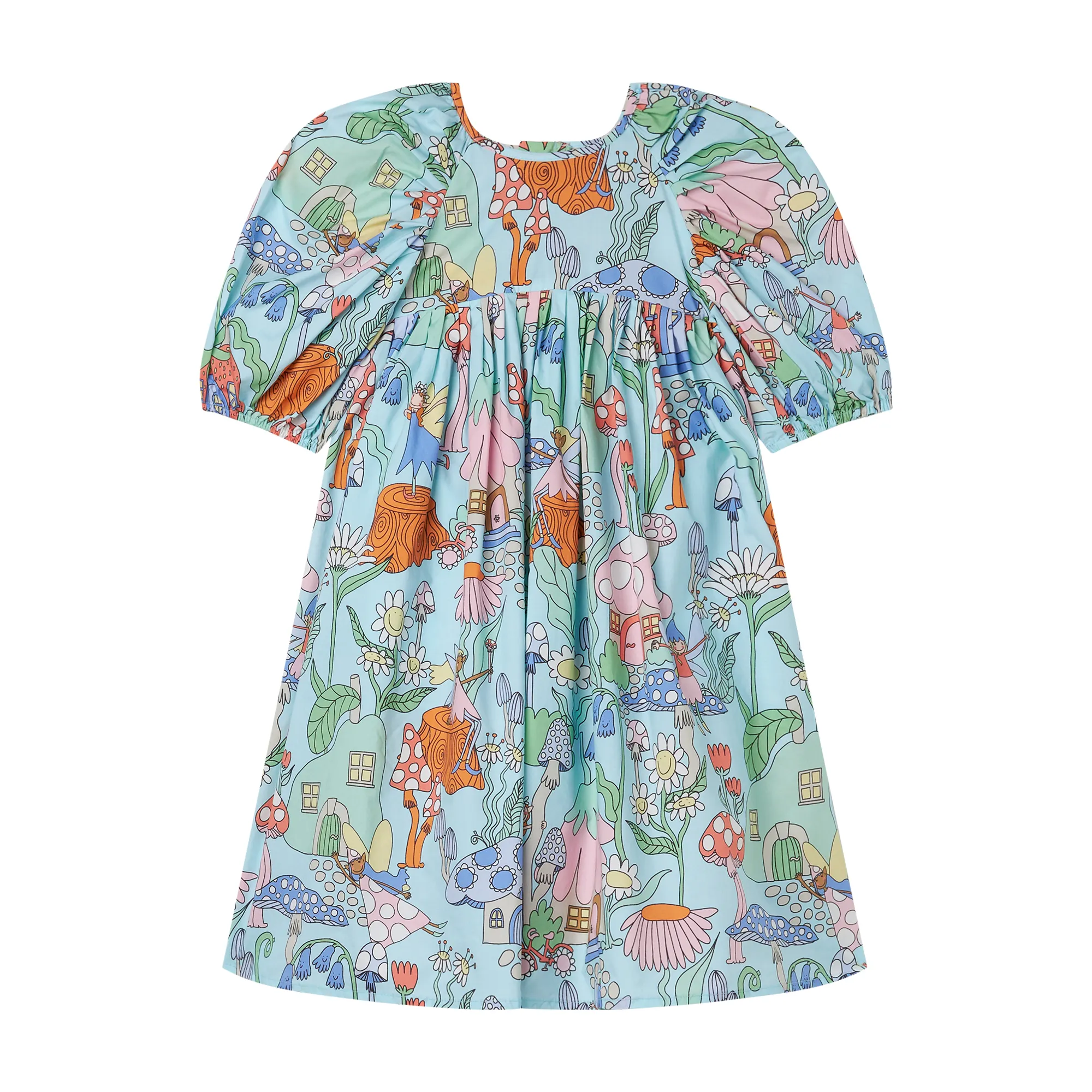 Stella McCartney - sukienka z krótkim rękawem Woodland Print Pleated Short Sleeve Dress Stella McCartney - sukienka z krótkim rękawem Woodland Print Pleated Short Sleeve Dress