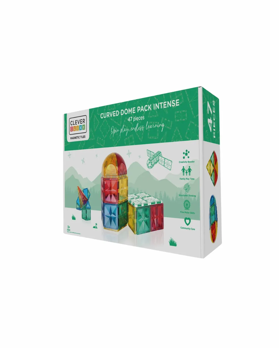 Cleverclixx - klocki magnetyczne Curved Dome Pack Intense 47 elementów