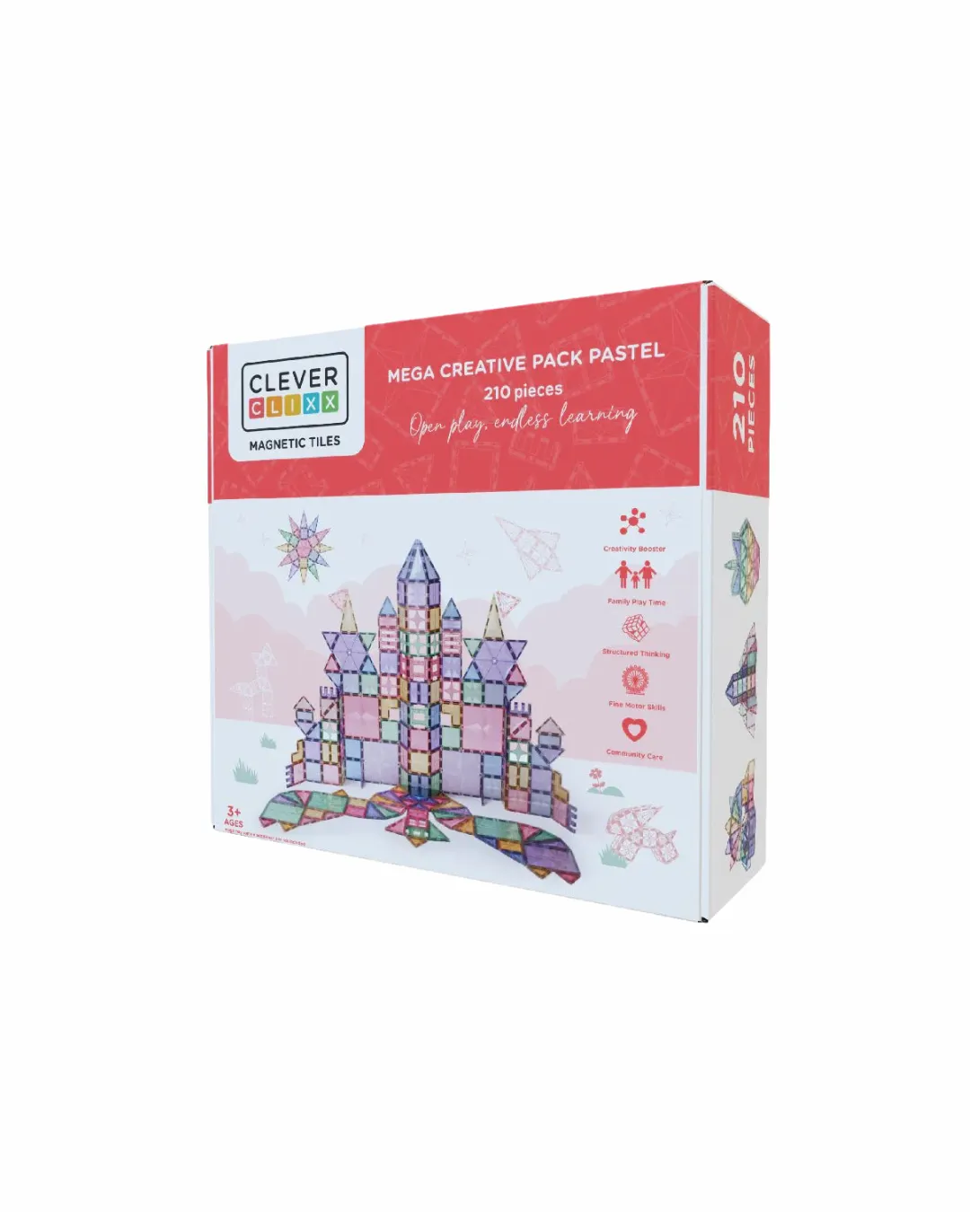 Cleverclixx - klocki magnetyczne Mega Creative Pack Pastel 210 elementów