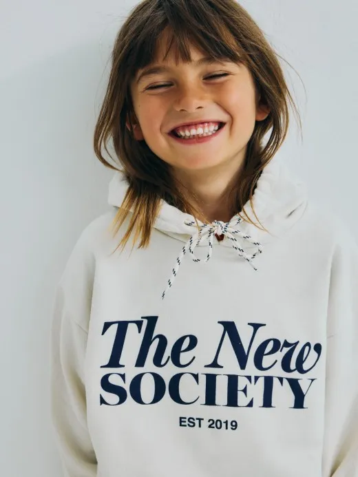 The New Society - bawełniana bluza z kapturem Bonsai Écru