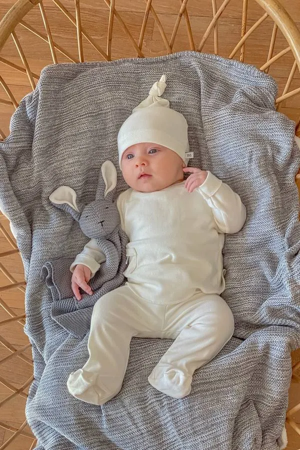 Bamboom - bambusowa czapka dla noworodka Pure kremowa