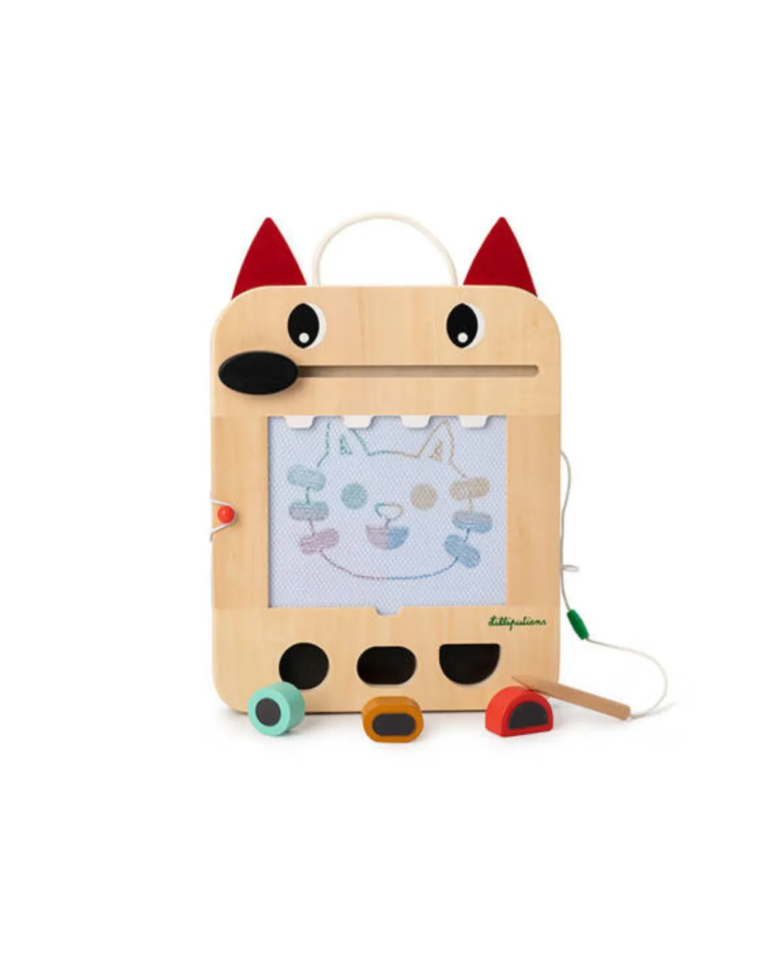 Lilliputiens - drewniana tablica do rysowania znikopis Wilk Louis 18 m+ Lilliputiens - drewniana tablica do rysowania znikopis Wilk Louis 18 m+