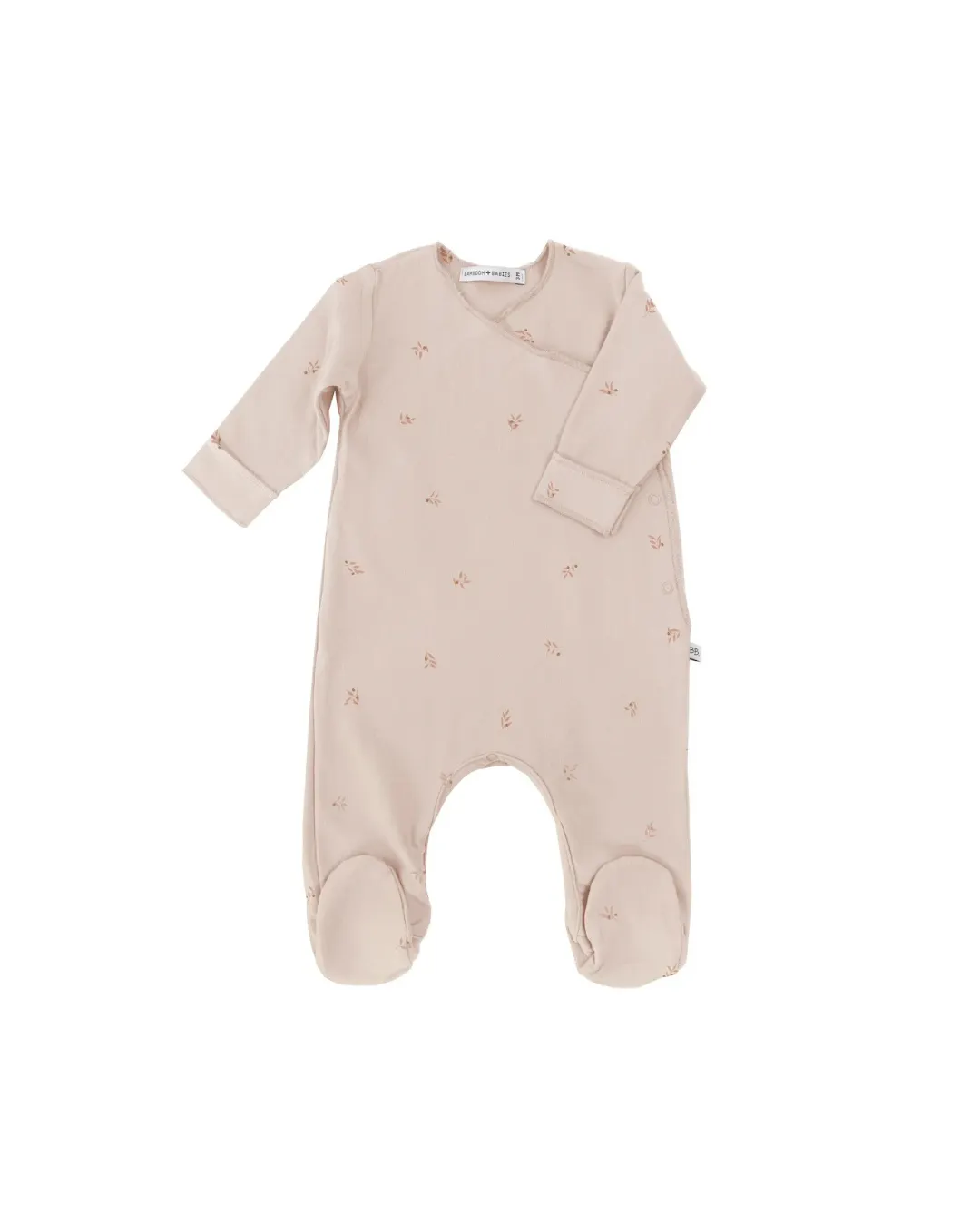 Bamboom - bambusowy pajacyk niemowlęcy ze stópkami Pure oliwki