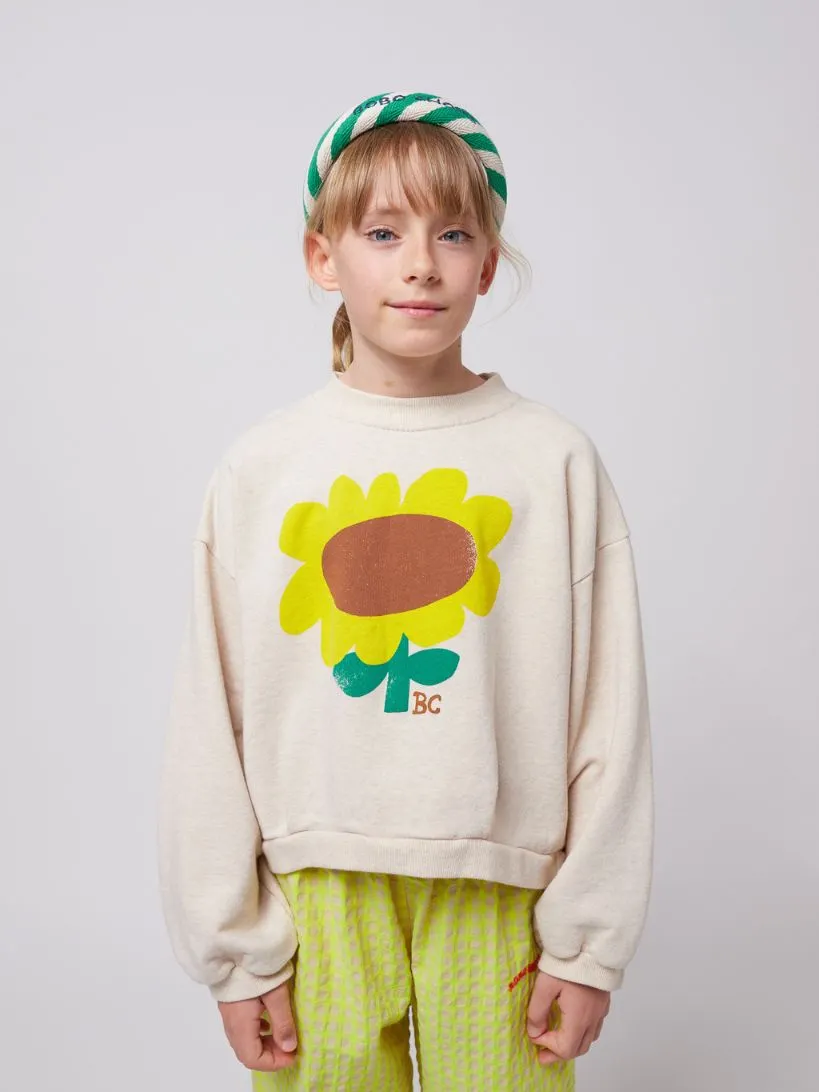 BOBO CHOSES - krótka bluza dziecięca Sunflower słonecznik off white złamana biel 