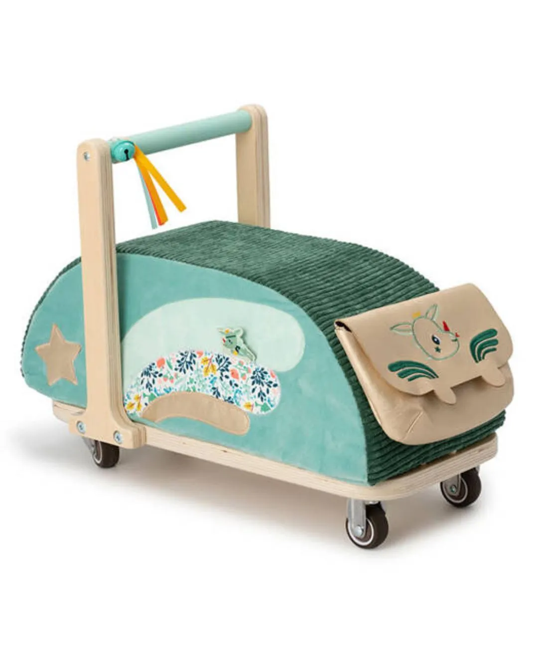 Lilliputiens - drewniany jeździk 2 w 1 z miękkim siedziskiem i torebką Smok Joe Lilliputiens - drewniany jeździk 2 w 1 z miękkim siedziskiem i torebką Smok Joe