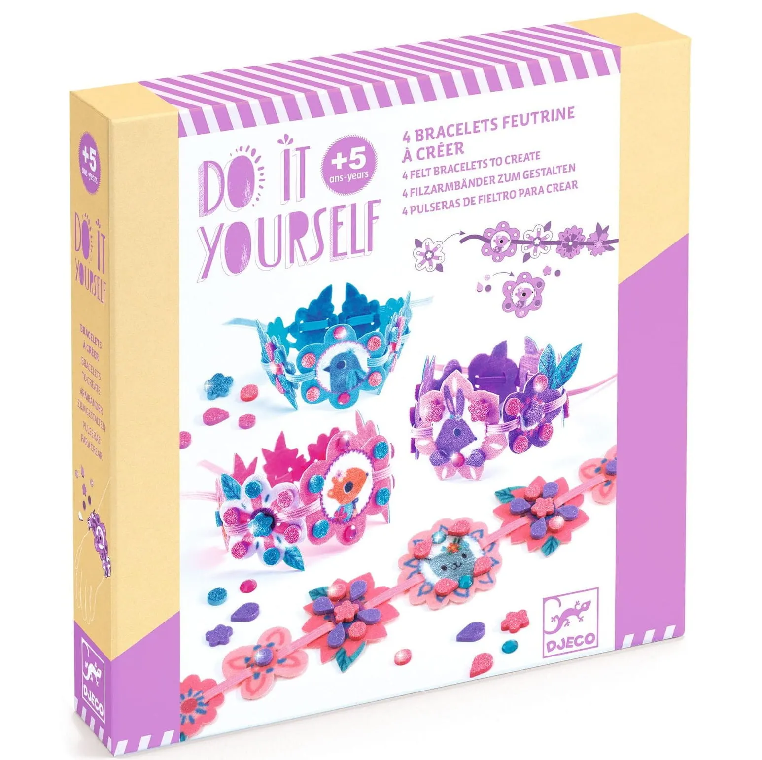 Djeco - zestaw zrób to sam - 4 bransoletki przyjaźni Djeco - zestaw zrób to sam - 4 bransoletki przyjaźni